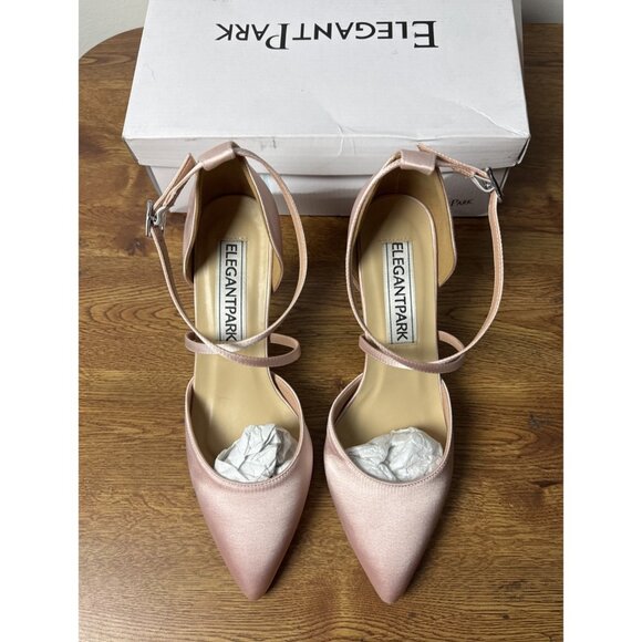 ELEGANTPARK Heels for Women Closed Toe Strappy Pointed High Heel Pumps Satin 8 - Picture 2 of 10